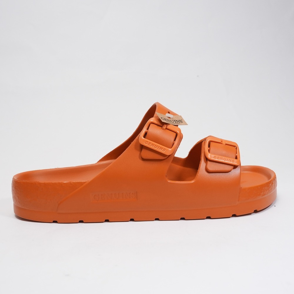 Genuins Sandals Mens 12‎ Orange EVA Double Strap Buckle Slides EU 45 Spain - Picture 8 of 14